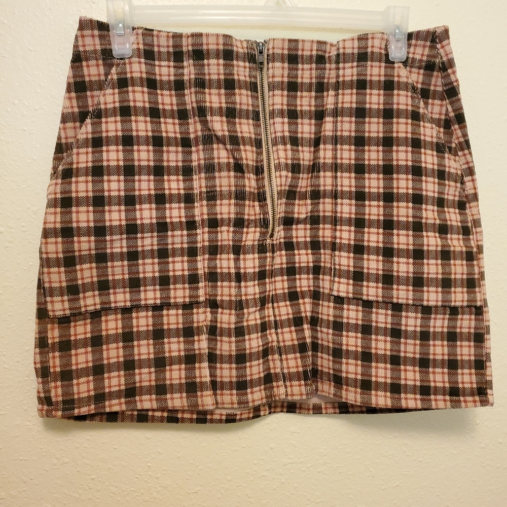 Wildfable Plaid Zip Skirt